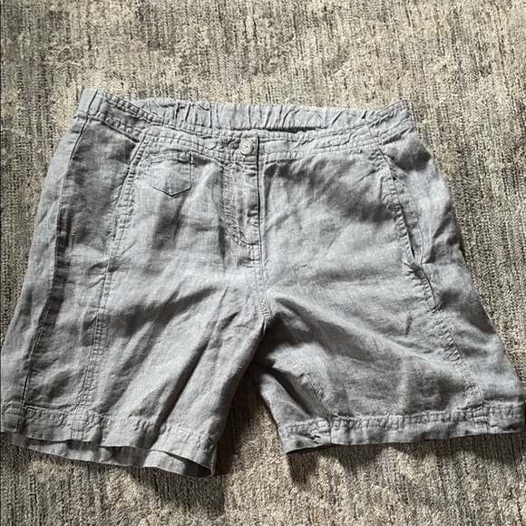 J. Jill Gray Linen Shorts - size 8 - great condition - elastic waist (back) - Picture 1 of 5